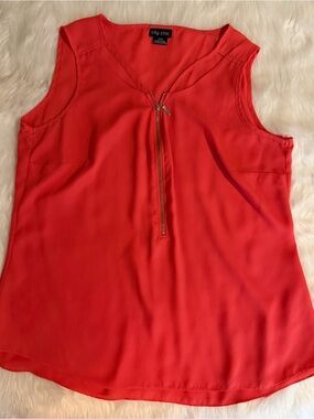 City Chic Coral Zip-Front Sleeveless Top Small/16